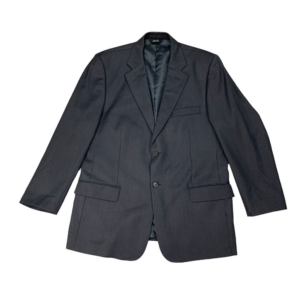 Pavone Blazer Mens 44 Regular Navy Blue Wool Shoulder Pad 2 Button‎ Suit Jacket